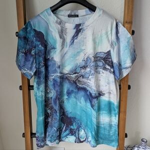 Blue Marble Print Short Sleeve Tee